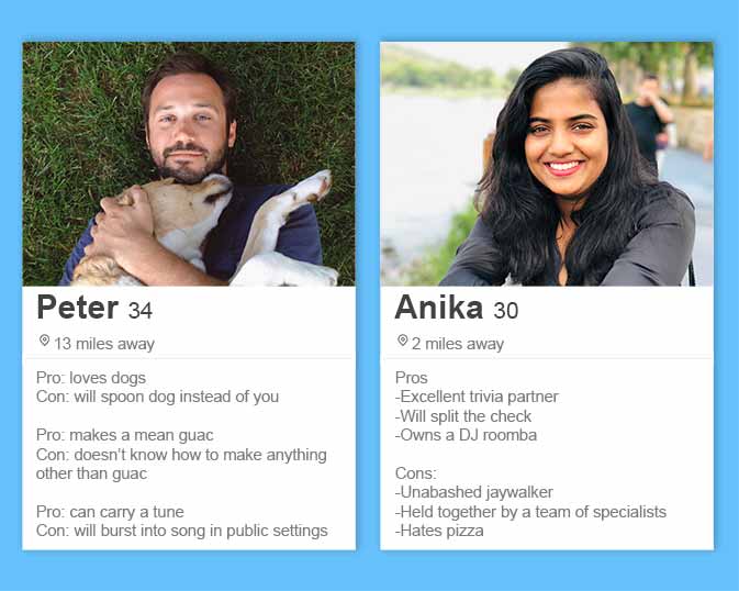 best Tinder bios and Tinder profile tips like a pros vs cons list