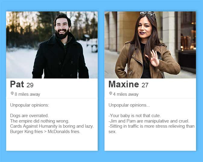 best Tinder bios and Tinder profile tips like using unpopular opinions