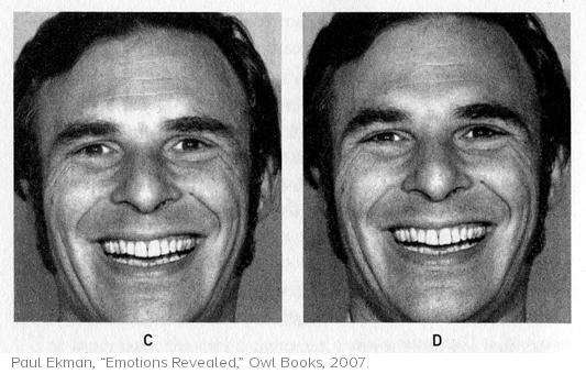 Faked and real smiles