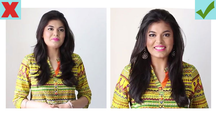 Eye contact for looking smarter in a professional picture